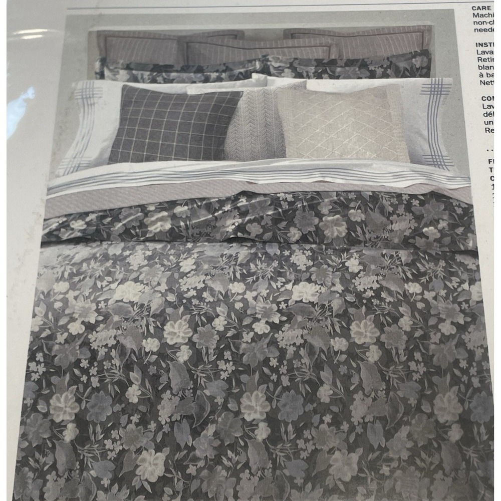 NEW $425 Ralph Lauren Avery Duvet Cover Full/Queen‎ Gray Floral 100% Cotton